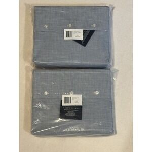 NWT RALPH LAUREN  Workshirt Chambray 2pc SHEET SET Flat & Fitted QUEEN BED $490